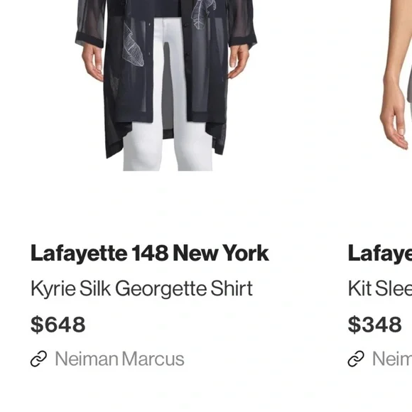 Lafayette 148 New York Kyrie Navy Sheer Silk Georgette Shirt Small